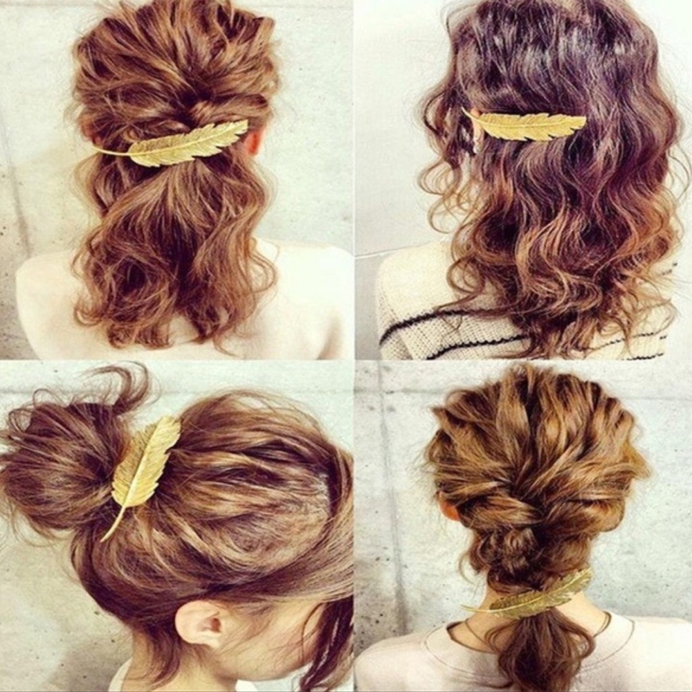 ✨2xHP✨ Gold Plated Leaf Feather Clip